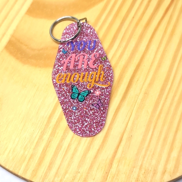Hand Crafted Other - You are enough pink sparkle key chain